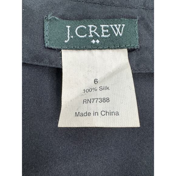 J.Crew Womens 100% Silk Top 6 Black Ruffle Bow Sleeveless Old Money Classic Prep - Picture 6 of 13